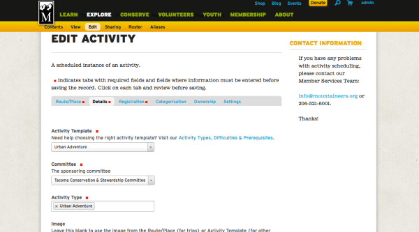 The Mountaineers - Editing an activity