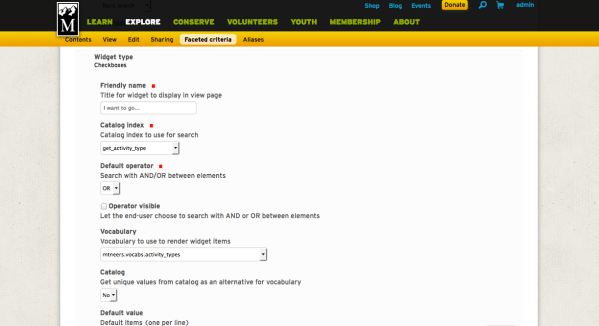 The Mountaineers - Editing faceted criteria