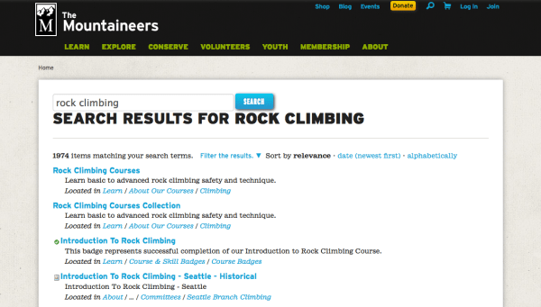 The Mountaineers - Search for rock climbing