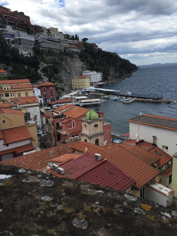 A view looking down at Sorrento's old harbor